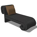 Modern Gray Fabric Chaise Lounge With Brown Cushion And Curved Armrest Design