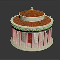 Classical Dome Architectural Model With Red Roof White Columns And Colored Base Trim 3d model