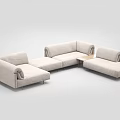 Modern Light Gray Sectional Sofa Set With Modular Design And Cushioned Seats 3d model