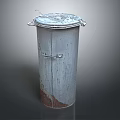 Old Metal Trash Can Featuring Rusty Surface Side Handle And Weathered Look