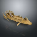Detailed Wooden Boat Model With Oar Seats And Classic Design Structure