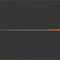 Detailed Sharp Weapon Knife With Orange Handle Silver Blade And Reflective Black Surface
