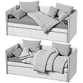 Blue And Beige Kids Beds With Mattresses Pillows Quilts Blankets And Storage Drawers
