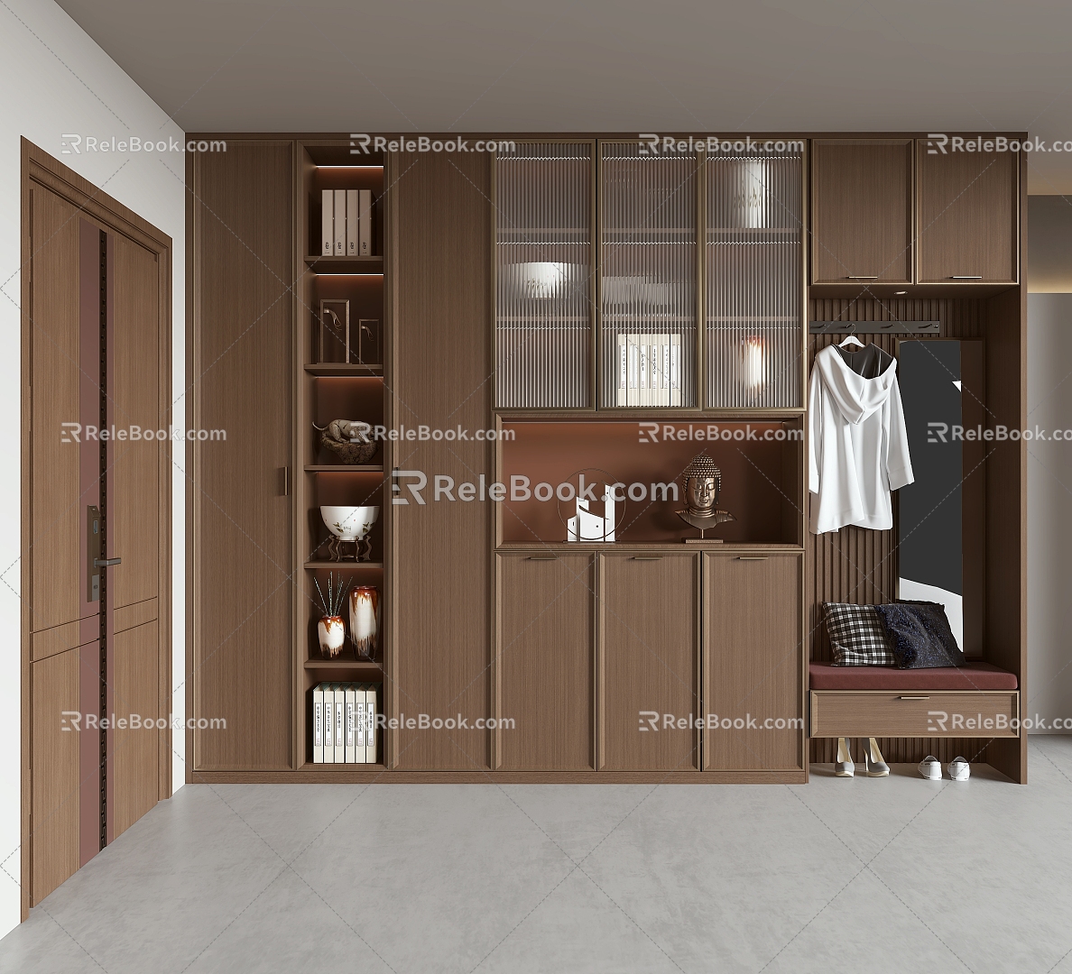 New Chinese Style Entrance Entrance Shoe Cabinet Aisle Entrance Shoe Cabinet Entrance Door 3d model