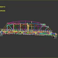 Detailed Architectural Steel Arch Bridge With Frame Structure And Deck Design