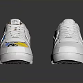 White Casual Sneakers With Graffiti Distressed Design And Plain Style 3d model