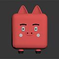 Cartoon Pig Character As Pink Square Piggy Bank With Ears Eyes Nose And Cheeks