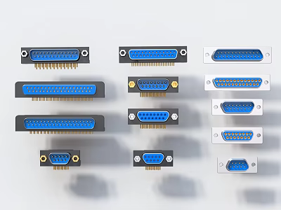 Various Switch Panels with Blue Interfaces Black White Housings and Different Sizes Shapes 3d model