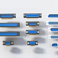 Various Switch Panels with Blue Interfaces Black White Housings and Different Sizes Shapes