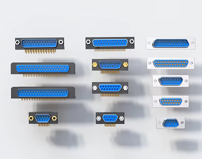 Various Switch Panels with Blue Interfaces Black White Housings and Different Sizes Shapes 3d model
