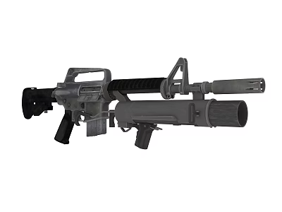 Modern Tactical Weapon Rifle With Grenade Launcher And Modular Metal Parts 3d model