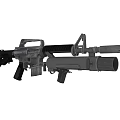 Modern Tactical Weapon Rifle With Grenade Launcher And Modular Metal Parts