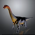 Long Neck Dinosaur Model With Red And Yellow Neck Gray Body And Long Tail Standing