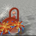 Vibrant Photo Check In Spot With Red Arch Hanging Lantern And Fireworks