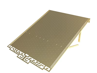 Golden Rectangular Tray With Decorative Border And Polka Dot Surface 3d model