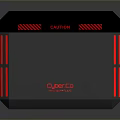 Modern Black Storage Cabinet With Red Accents And CAPTCHA Brand Design