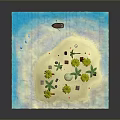Lush Tropical Palm Trees on Sandy Beach with Blue Water Turtle Stones and Red Flowers