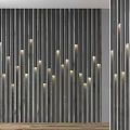 Modern Background Wall With Vertical Wooden Slats And Warm LED Lighting Creating Elegant Ambient Interior