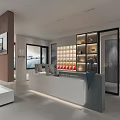 Modern Retail Store with Glass Doors and Green Plants at Entrance with Black Flooring