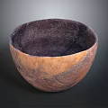 Hand Carved Stone Bowl Sculpture With Brown Purple Natural Texture