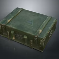 Green Vintage Wooden Crate With Metal Straps And Reinforced Panels 3d model