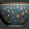 Blue Ceramic Bowl With Floral Bird Patterns As Decorative Accent For Home Furniture
