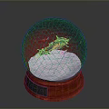 Decorative Snow Globe With Red Base And Traditional Architecture Interior Design