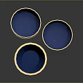 Blue Gold Decorative Vase with Crane Star Patterns and Matching Bowls