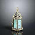 Vintage Brass Decorative Lantern With Glass Panels And Elegant Design