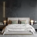Modern Double Bed Bedroom With Cozy Bedding Pillows Nightstands And Window View