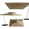 Outdoor Sunshade with Beige Fabric Top Adjustable Metal Frame and Stable Base