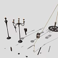 Classic Vintage Lighting Combination With Candelabra Floor Lamp Lantern And Decorative Pieces