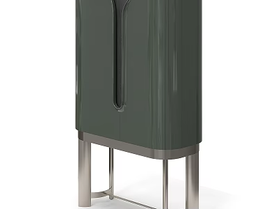 Modern Green Entryway Console Cabinet With Sleek Surface And Metal Legs 3d model