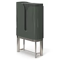 Modern Green Entryway Console Cabinet With Sleek Surface And Metal Legs