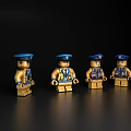 Four Piece Lego Police Figurine Set Decorative Collectible Display Ornaments for Home Decor