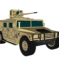 Yellow Off Road Utility Vehicle With Armored Body And Roof Mounted Equipment