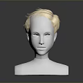 Game Movie Character 3D Head Model With Short Blonde Hair White Face And Smooth Surface