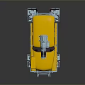 Yellow Modified Taxi Model With Roof Mechanical Parts Checker Pattern Large Wheels And Reflective Base