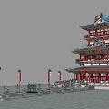 Chinese Pagoda Ancient Architecture Tower Temple Book Pavilion 3d model