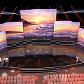 Large Stage Setup With Auditorium Seats And Seaside Sunset Backdrop 3d model