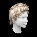 Game Movie Character 3D Head Model with Blonde Curly Short Hair on Black Background