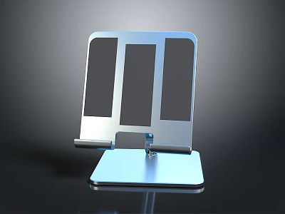 Modern Electronic Device Stand With Three Panels And Stable Metal Base 3d model