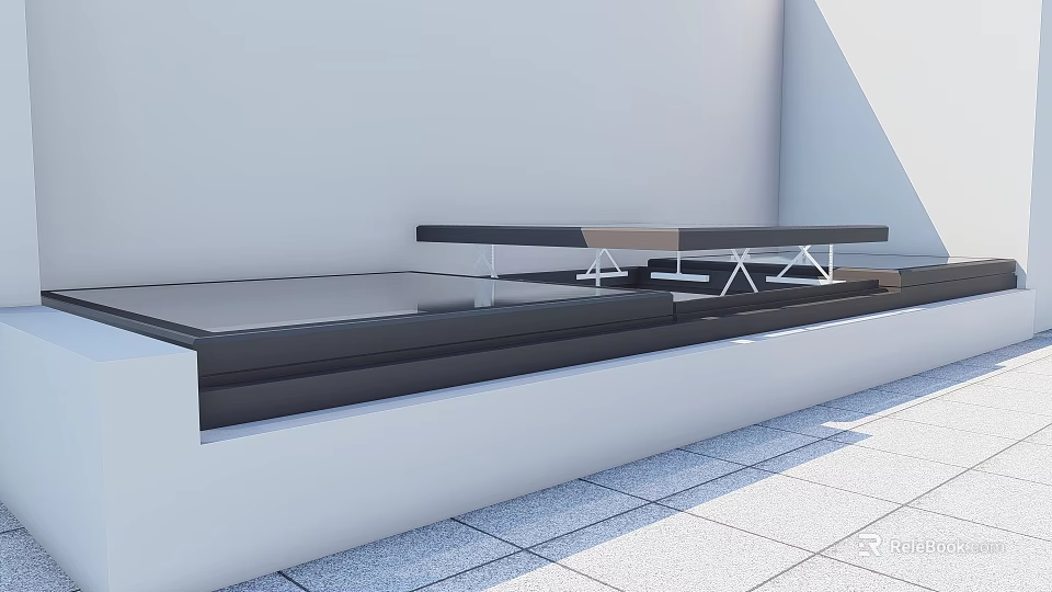 Modern Detached Villa Exterior With White Facade And Spacious Terrace Design 3d model 