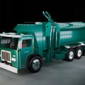 Green Garbage Truck With Rear Loader And Large Container For Waste Collection 3d model