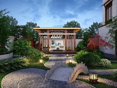 New Chinese Courtyard Landscape 3d model