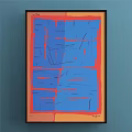 Vibrant Abstract Painting With Colorful Geometric Lines And Bold Red Yellow Accents