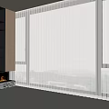 Modern White Vertical Blinds in Bright Living Room Interior with Natural Light