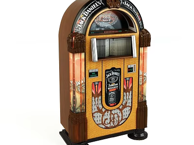 Vintage Ornate Jukebox Entertainment Appliance with Wooden Cabinet and Classic Retro Design 3d model
