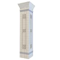 White Decorative Stone Column With Intricate Geometric Patterns And Blue Gray Borders 3d model
