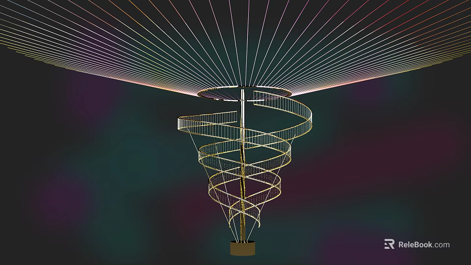 Spiral Metal Structure With Radial Lines In Modern Artistic Installation Design 3d model 
